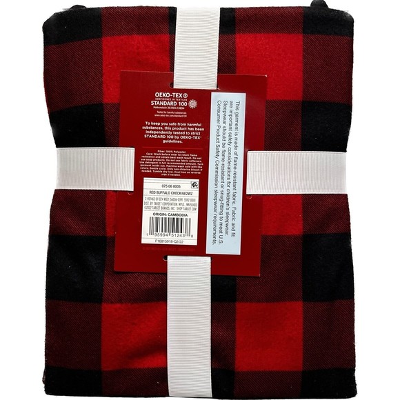 Girls Holiday Buffalo Check Flannel PJ's Nightgown - Wondershop Red Size 4 - Picture 4 of 5